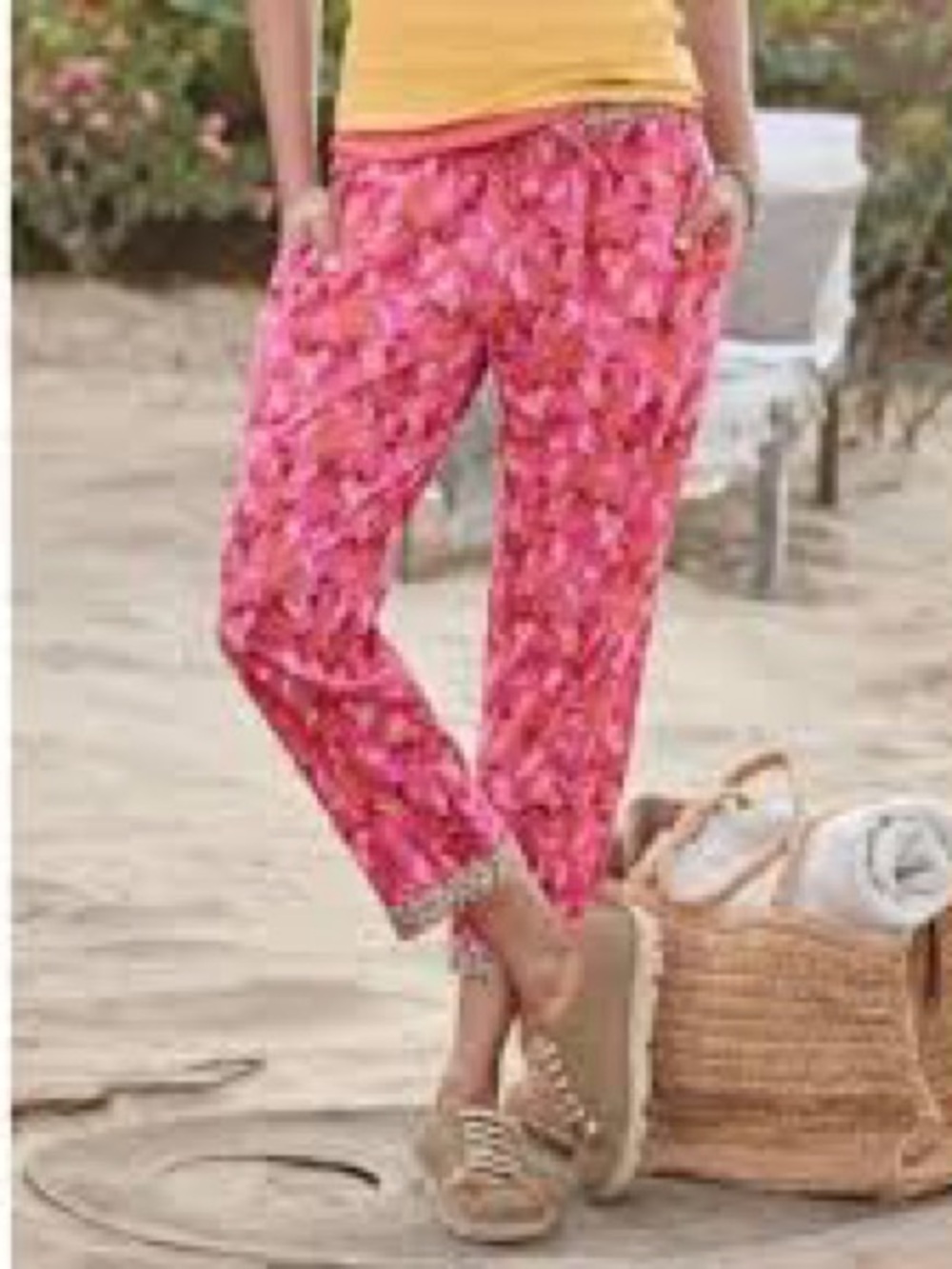 Sundance Leila Floral Elastic Drawstring Waist Pants Size S